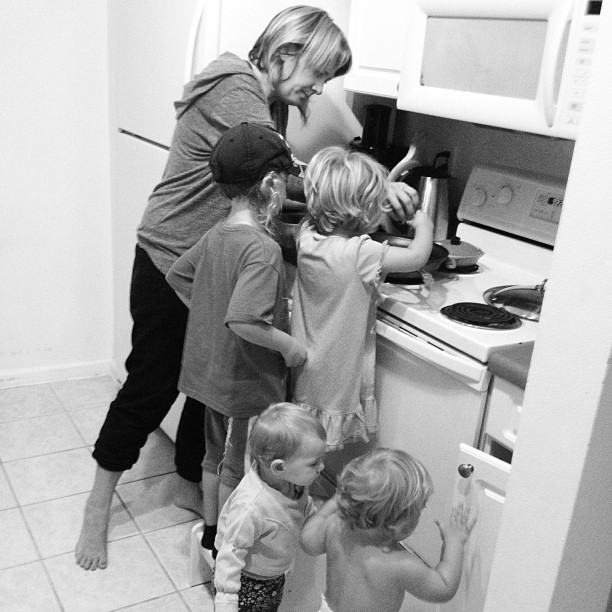 My friend Zinta cooking with my kids and her kids, bless her heart!